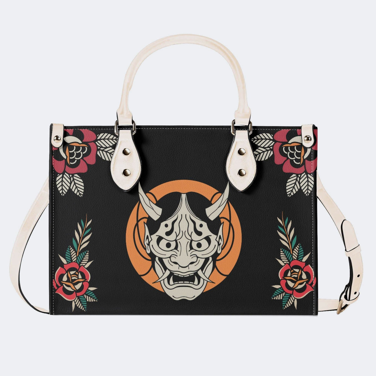 Horror Demon Print - Leather Handbag