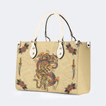 Traditional Tiger and Dragon Print - Leather Handbag