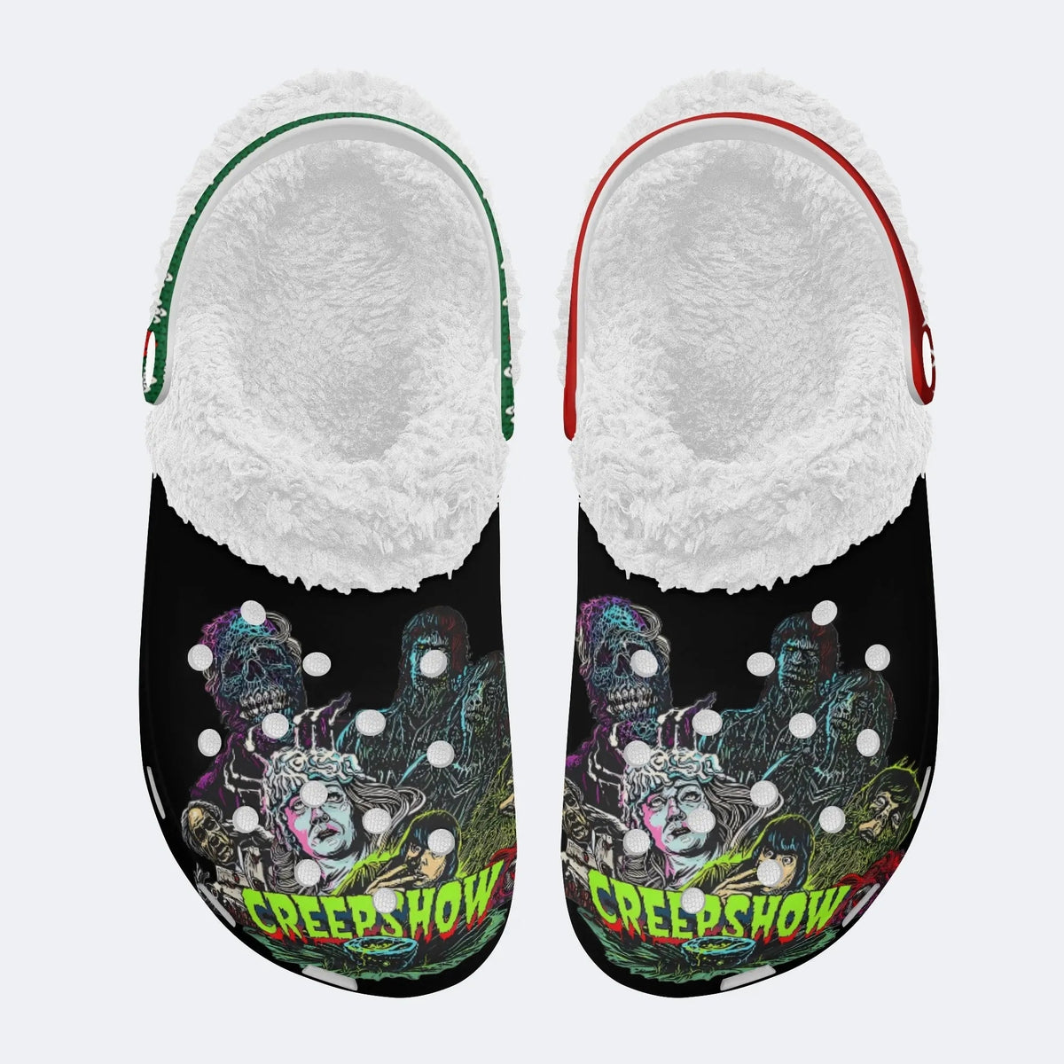 Horror Movie Vintage Print - Fur Lined Slippers/Sandals