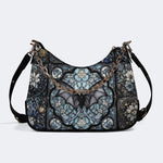 Gothic Bat Print - Leather Crossbody Bag