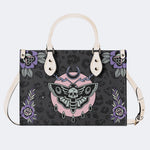 Death Moth Vintage Print - Leather Handbag