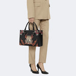 Japanese Style Frog Print - Leather Handbag