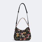 Starry Mushroom Print - Leather Crossbody Bag