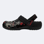 Death Moth Retro Print - Fur Lined Slippers/Sandals