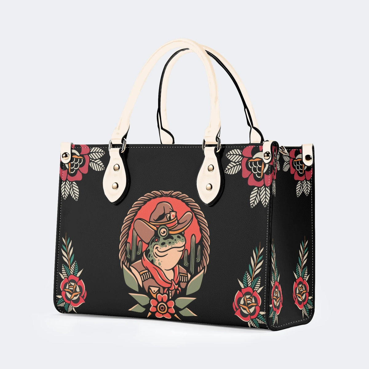 Cowboy Frog Print - Leather Handbag