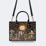 Sun Over The Mushroom Bush - Leather Handbag
