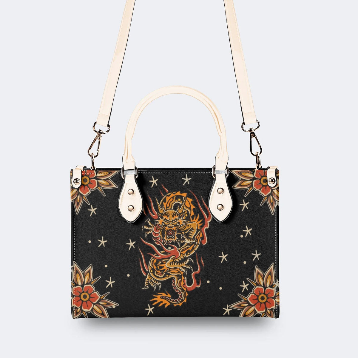 Traditional Dragon Print - Leather Handbag