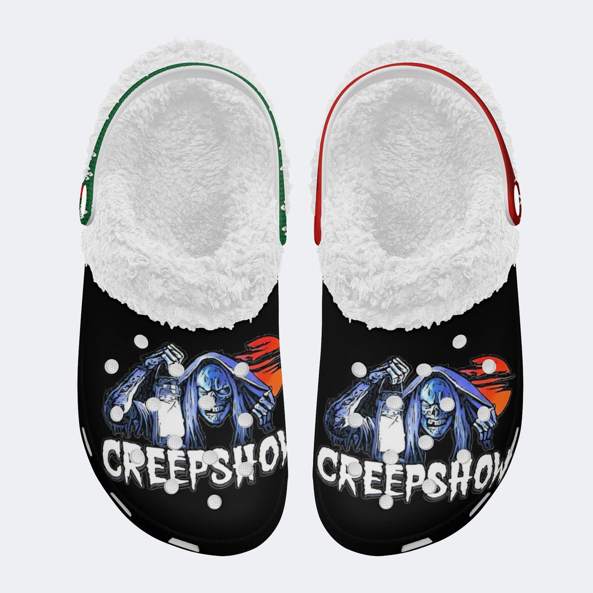 Horror Movie Vintage Graphic Print - Fur Lined Slippers/Sandals