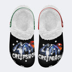 Horror Movie Vintage Graphic Print - Fur Lined Slippers/Sandals