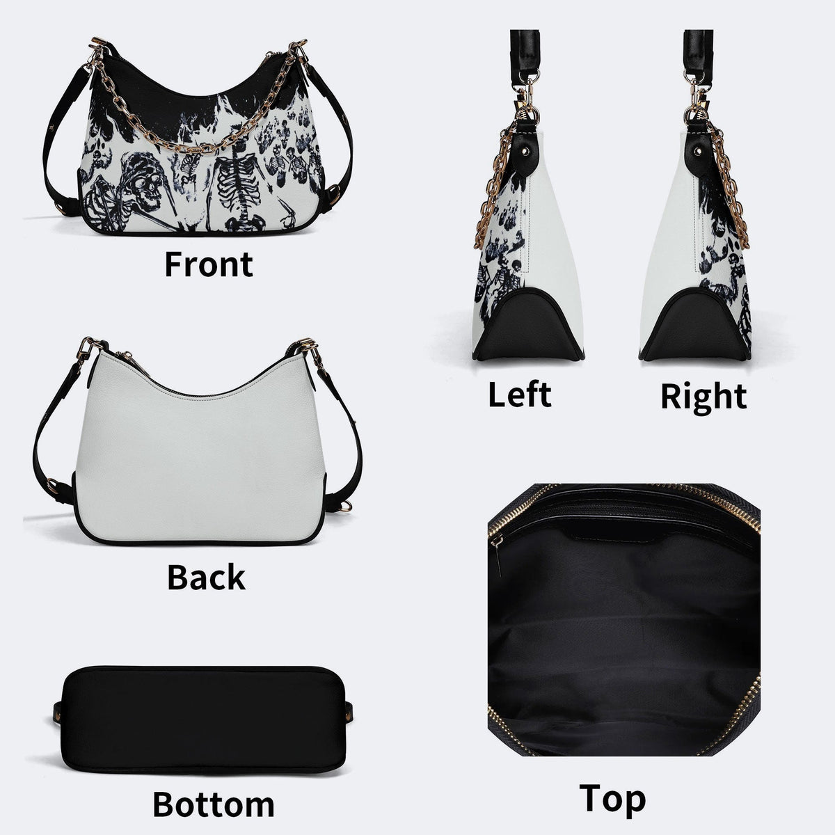 Horror Skull Print - Leather Crossbody Bag