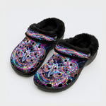 Luminous Moth Print Fleece-Lined Clogs