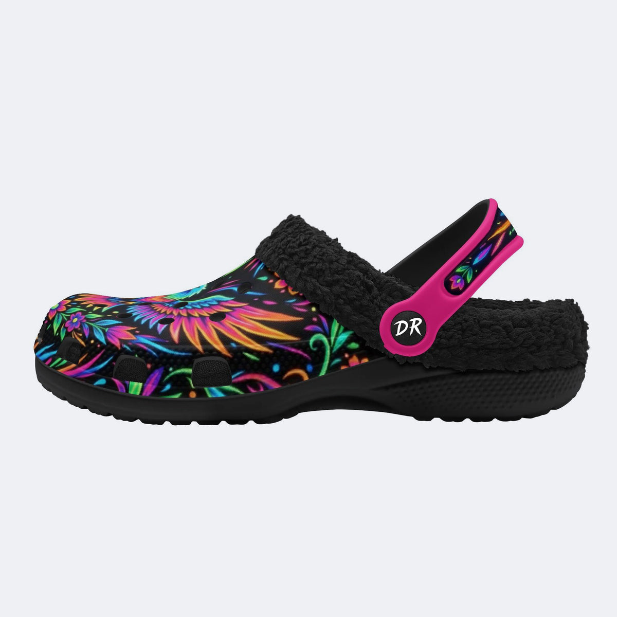 Colorful-Winged Eagle Print Fleece-Lined Clogs