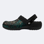 Dark Night Radiant Gem Butterfly Dance Print Fleece-Lined Clogs