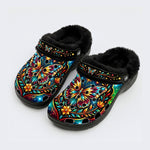 Dreamy Butterfly Dancing Among Flowers Print Fleece-Lined Clogs