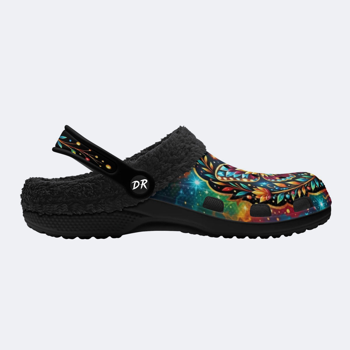 Dreamy Butterfly Dancing Among Flowers Print Fleece-Lined Clogs