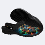Dreamy Butterfly Dancing Among Flowers Print Fleece-Lined Clogs
