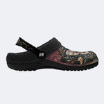 Fantasy Butterfly Flower Cluster Print Fleece-Lined Clogs