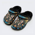 Jewel Butterfly Vintage Wreath Print Fleece-Lined Clogs