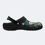 Underwater Fluorescent Moth Shell Wreath Print Fleece-Lined Clogs