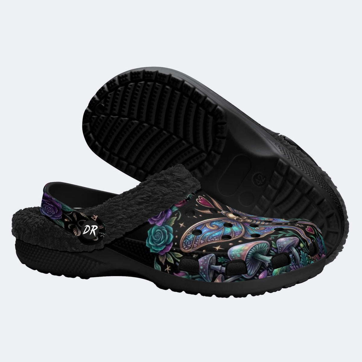 Mystery Moth Print Clogs