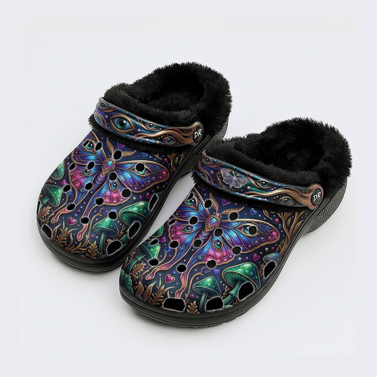 Forest Mystery Moth Print Clogs