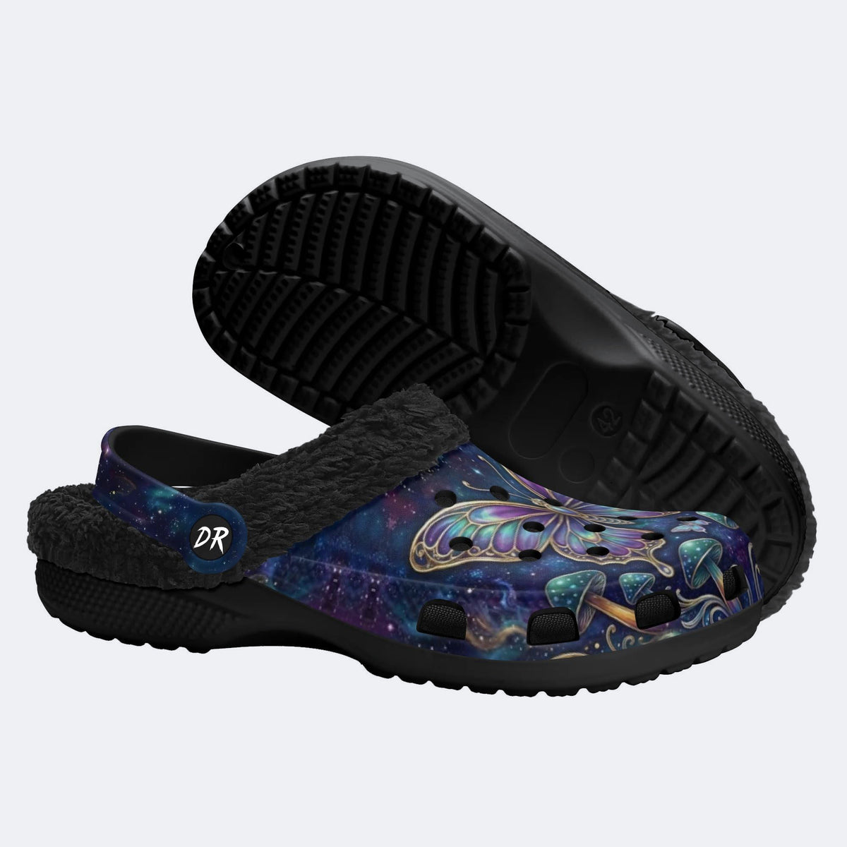 Psychedelic Butterfly Mushroom Print Clogs