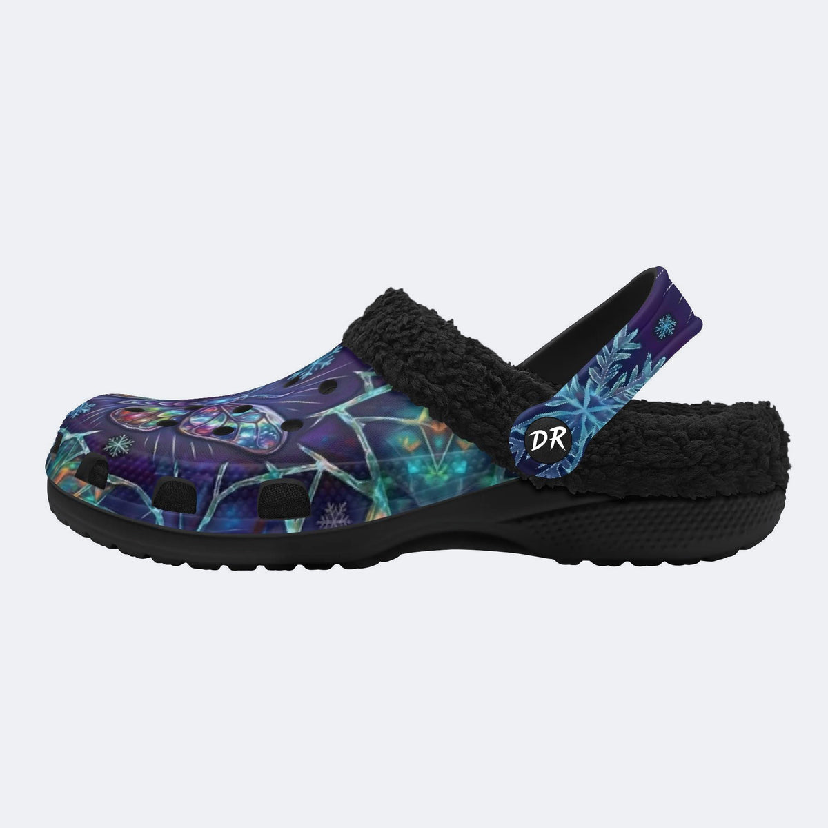 Ice Crystal Light Moth Print Clogs