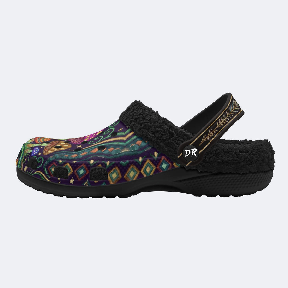 Mysterious Mushroom Forest Print Fleece-Lined Clogs
