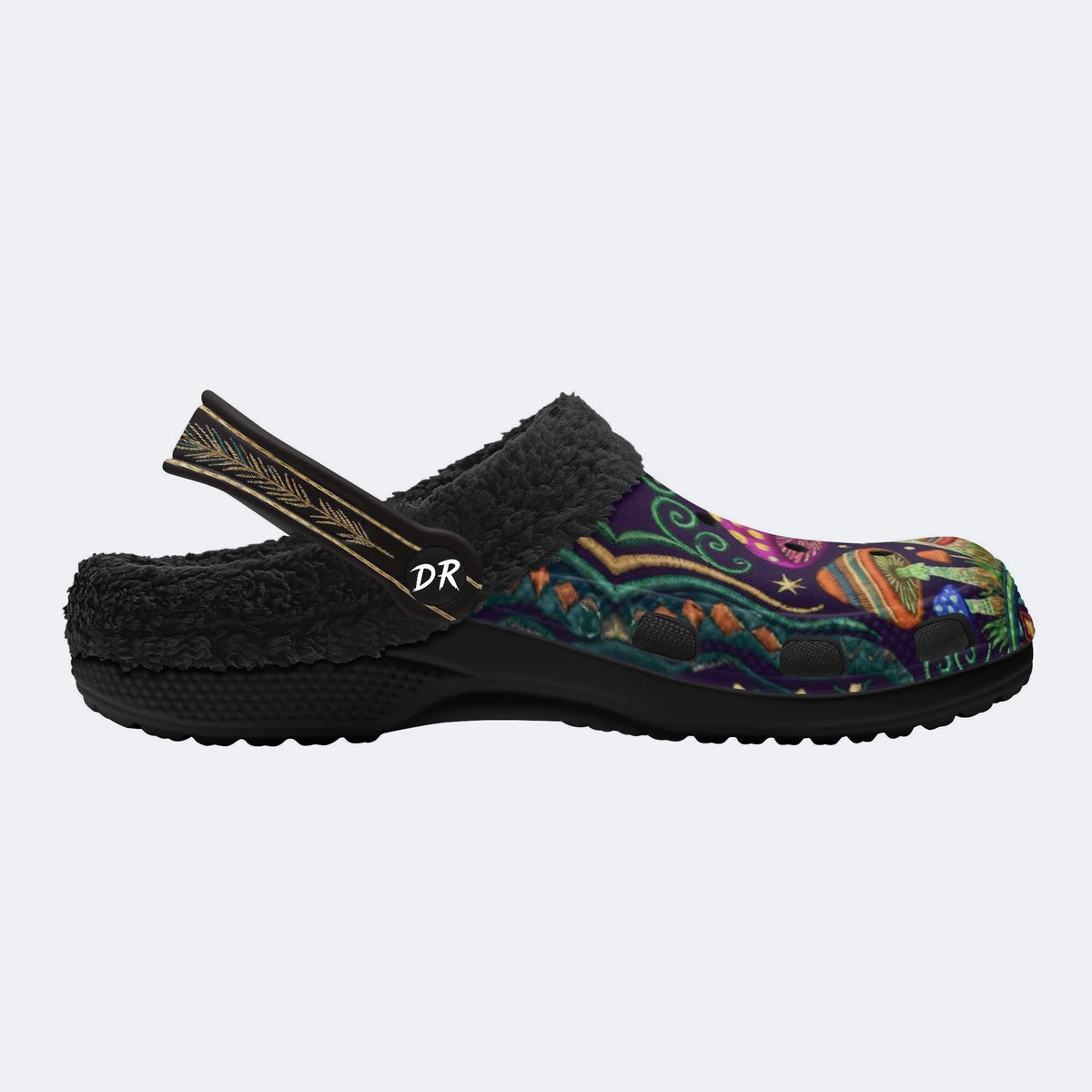 Mysterious Mushroom Forest Print Fleece-Lined Clogs