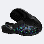 Psychedelic Jeweled Dragonfly Print Fleece-Lined Clogs