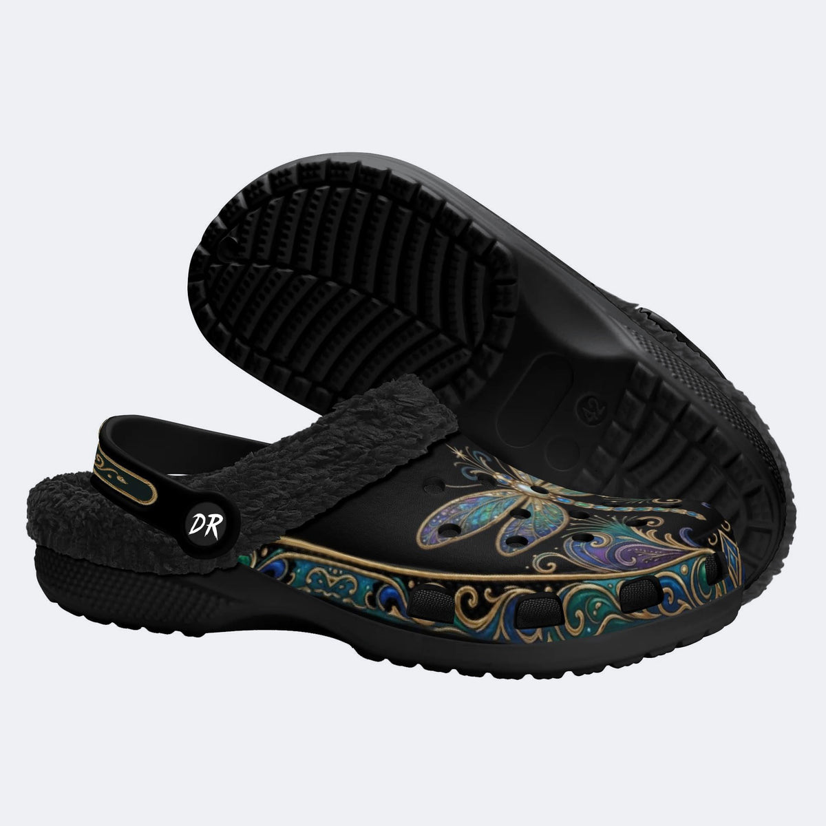 Vintage Dragonfly Print Clogs