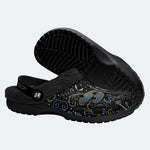 Vintage Dragonfly Print Fleece-Lined Clogs