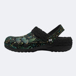 Dragonfly Forest Print Fleece-Lined Clogs
