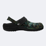 Dragonfly Forest Print Fleece-Lined Clogs