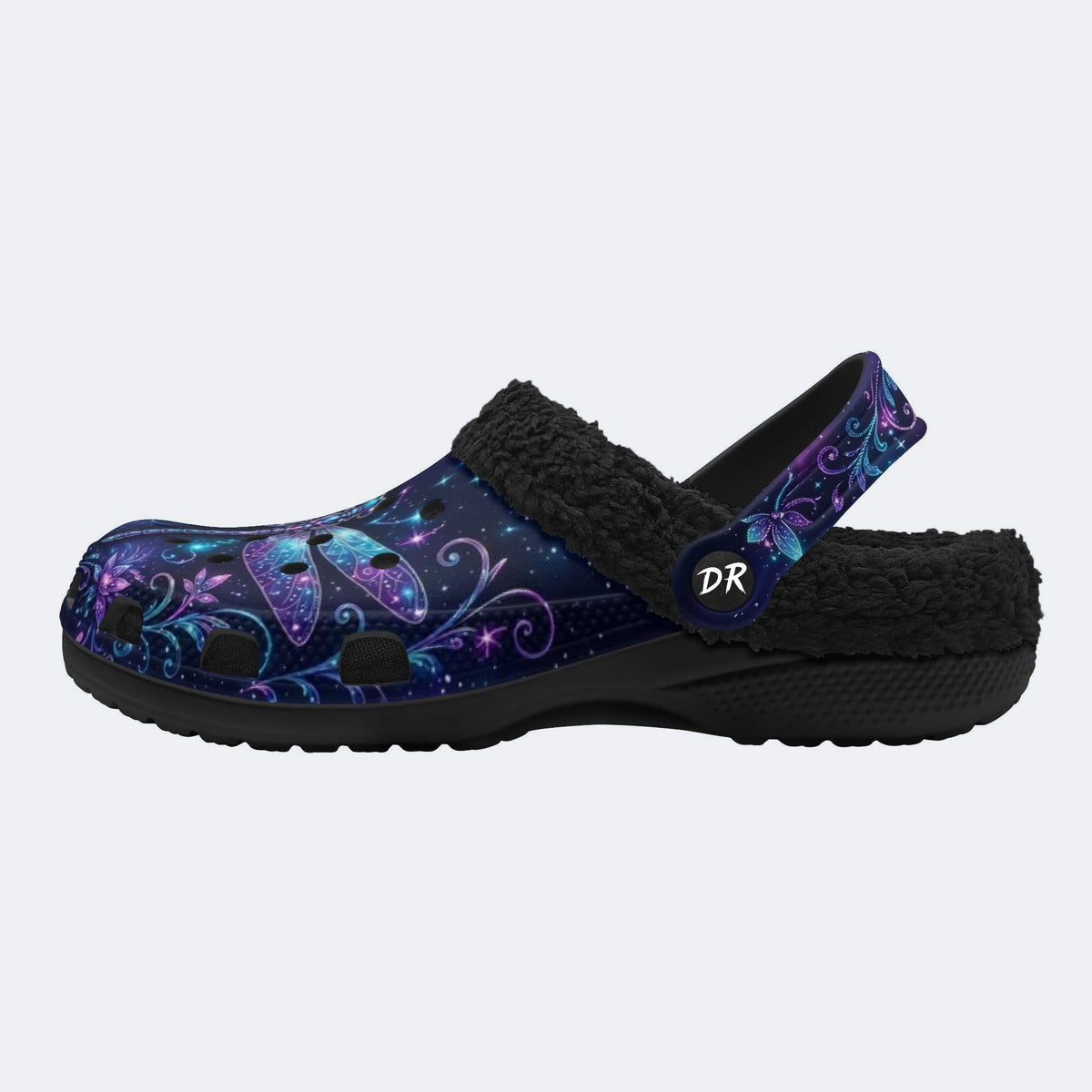 Dreamlike dragonfly Print Fleece-Lined Clogs