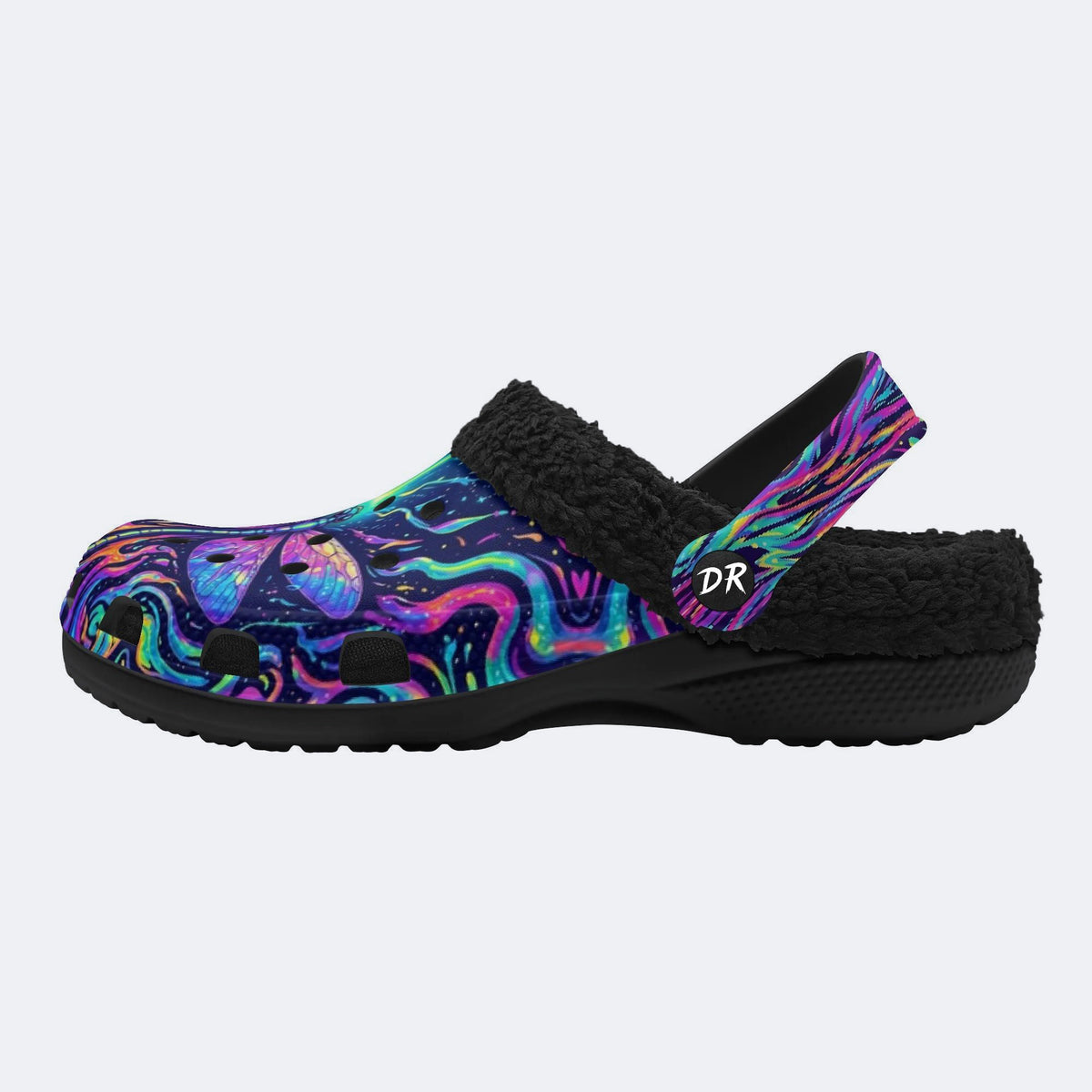 Psychedelic dragonfly Print Fleece-Lined Clogs