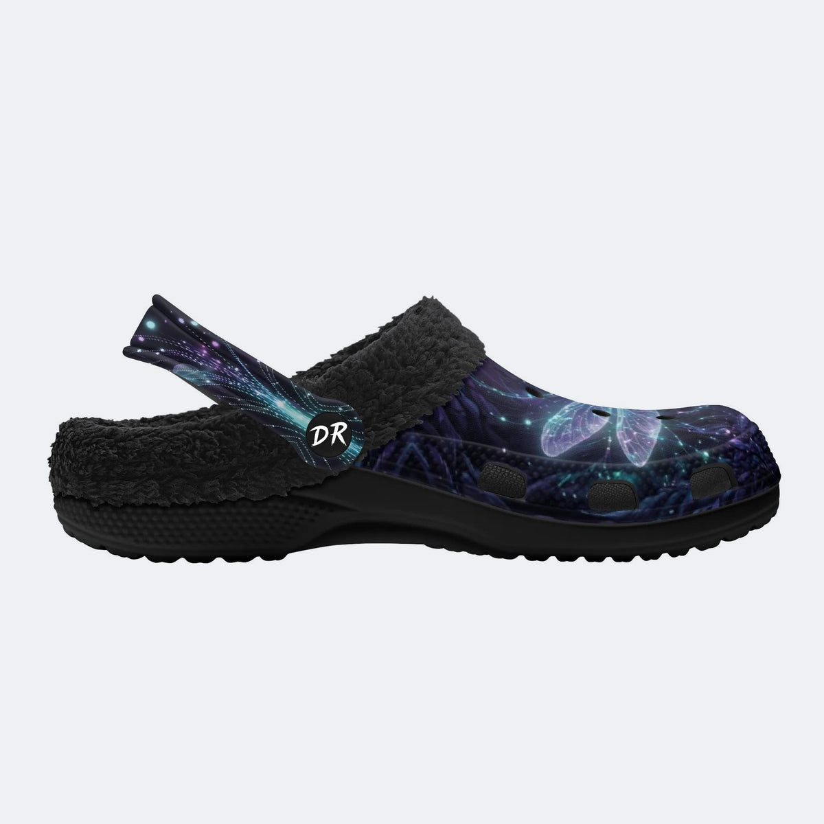 Glowing dragonfly Print Fleece-Lined Clogs