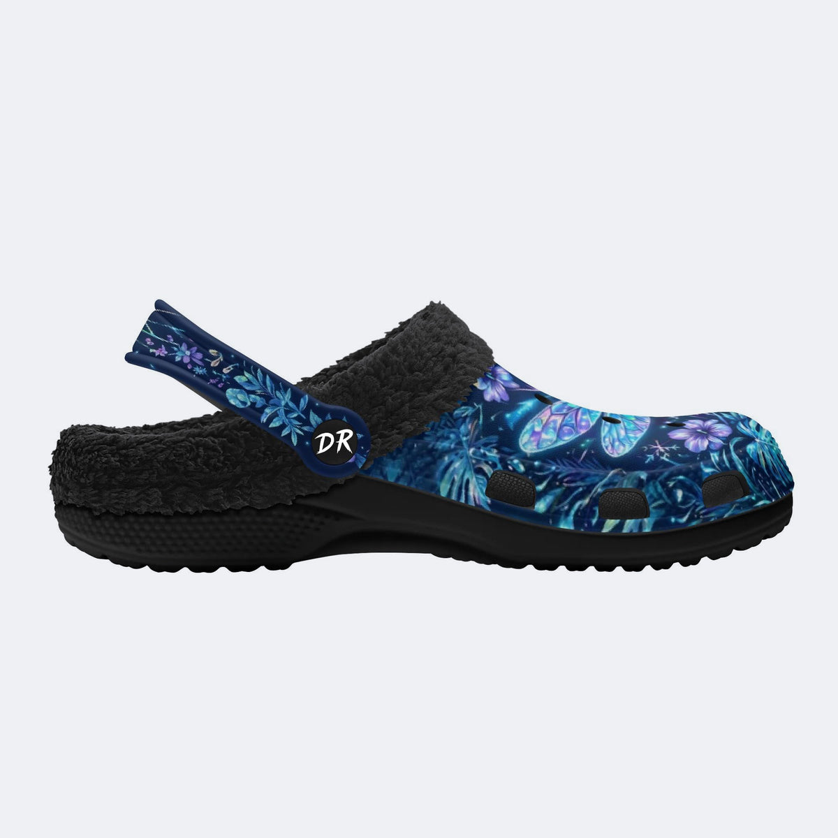 Ice Crystal Light Dragonfly Print Clogs