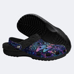 Psychedelic Mushroom Dragonfly Print Fleece-Lined Clogs