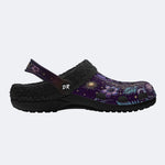 Mystic Black Cat Tropical Hibiscus Print Clogs