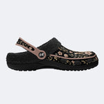 Sunny Cat Coastal Floral Print Fleece-Lined Clogs
