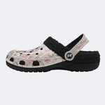 Pastel Kitten Floral Print Fleece-Lined Clogs