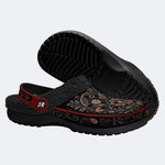 Ornate Floral Heart Print Fleece-Lined Clogs