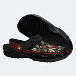 Ornate Teal Floral Print Fleece-Lined Clogs