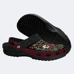 Ornate Burgundy Floral Print Clogs