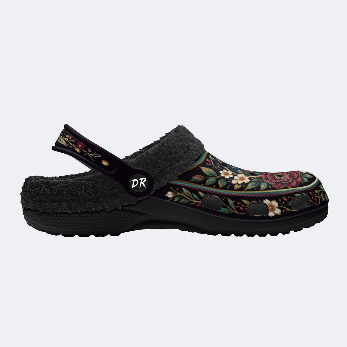 Ornate Songbird Botanical Print Fleece-Lined Clogs