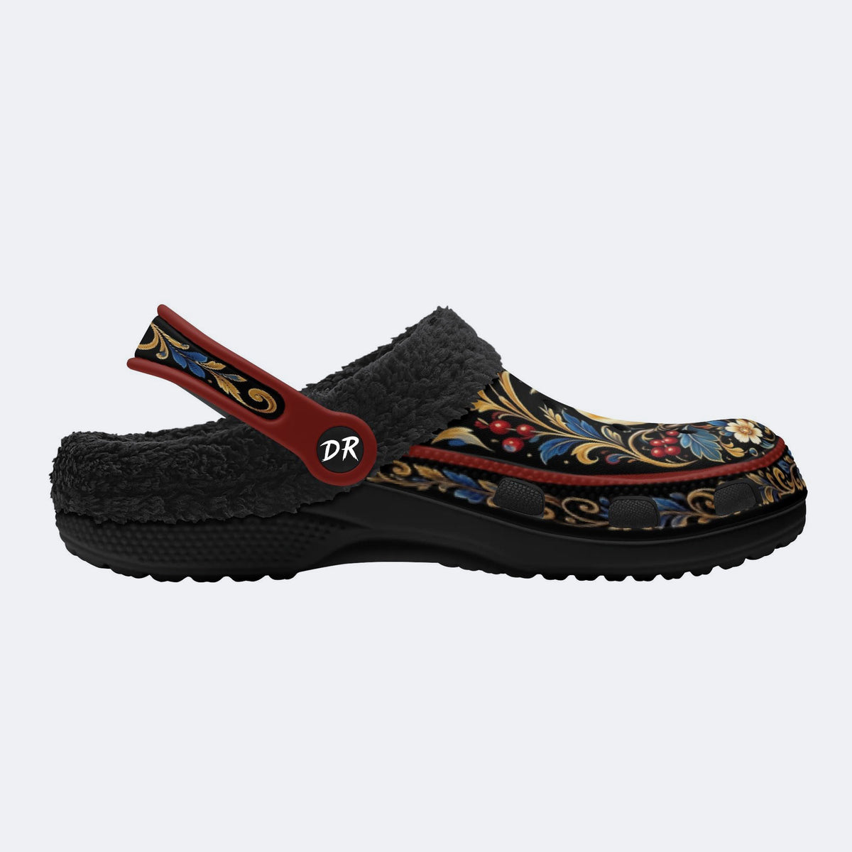 Ornate Bird Motif Decorative Print Clogs