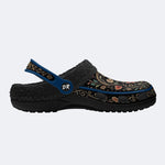 Ornate Floral Heart Print Fleece-Lined Clogs