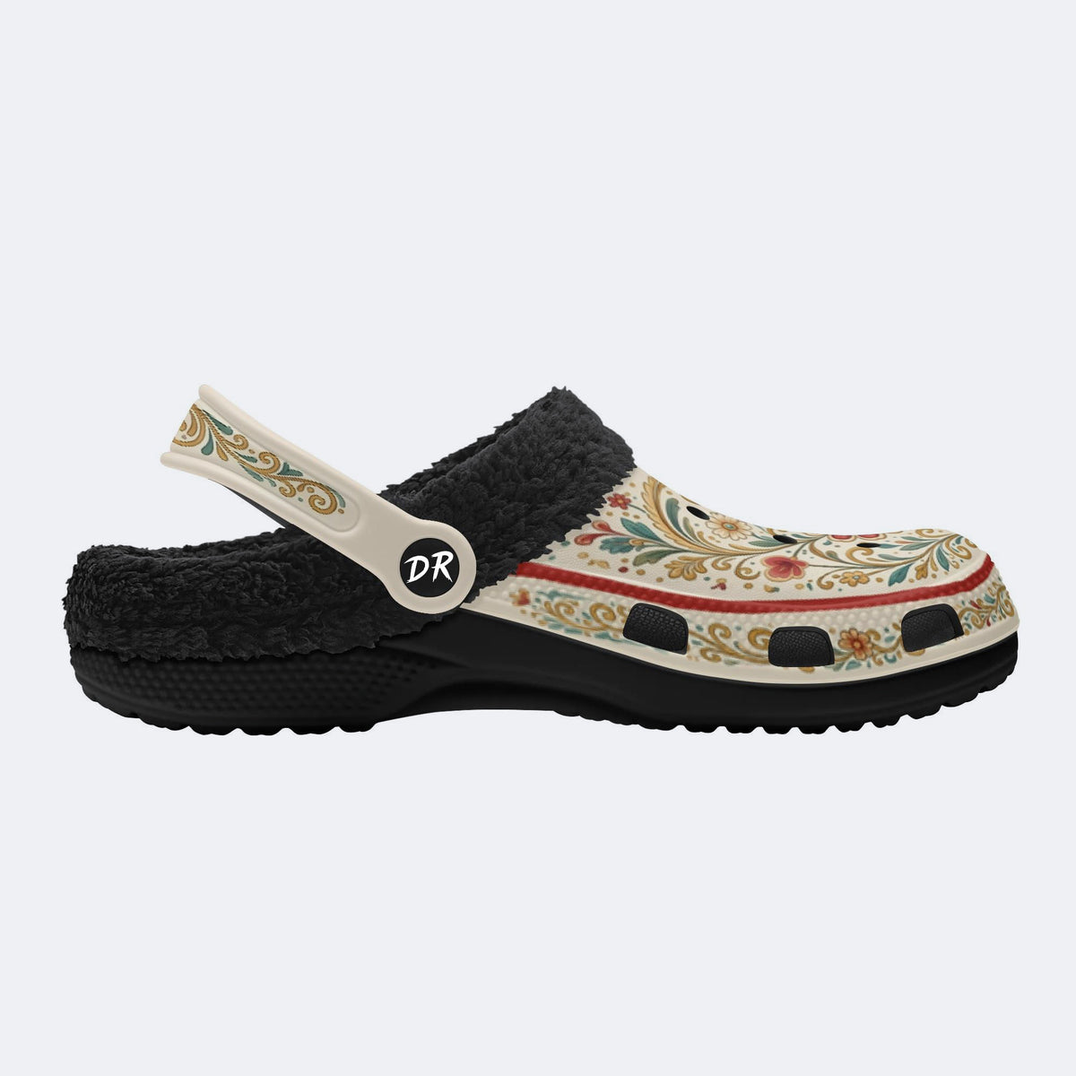 Ornate Floral Heart Print Clogs