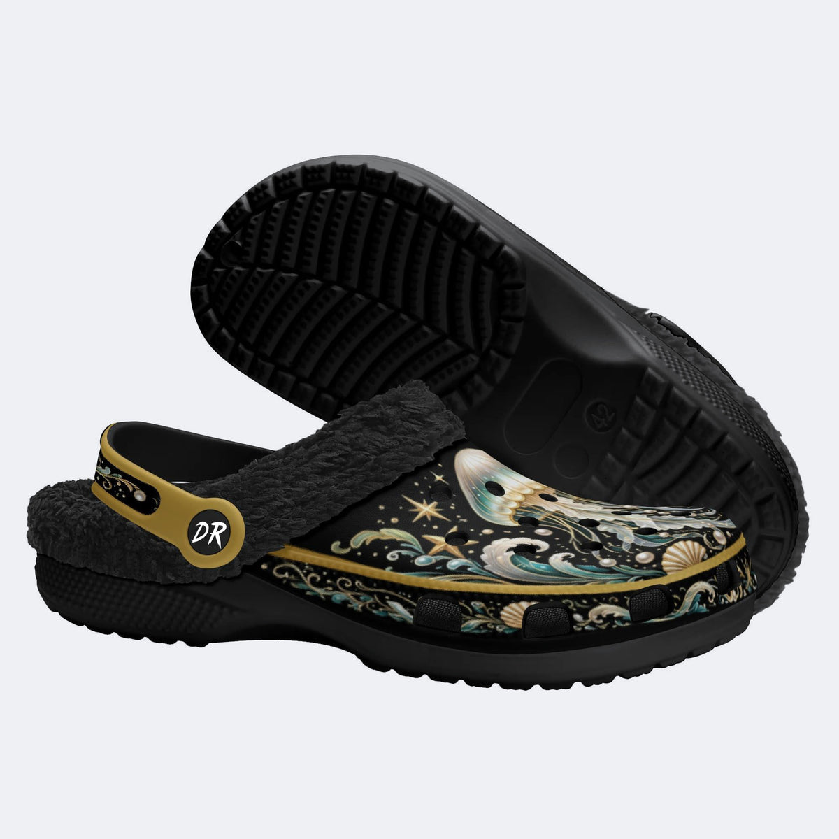 Emerald Jellyfish Fantasy Print Clogs